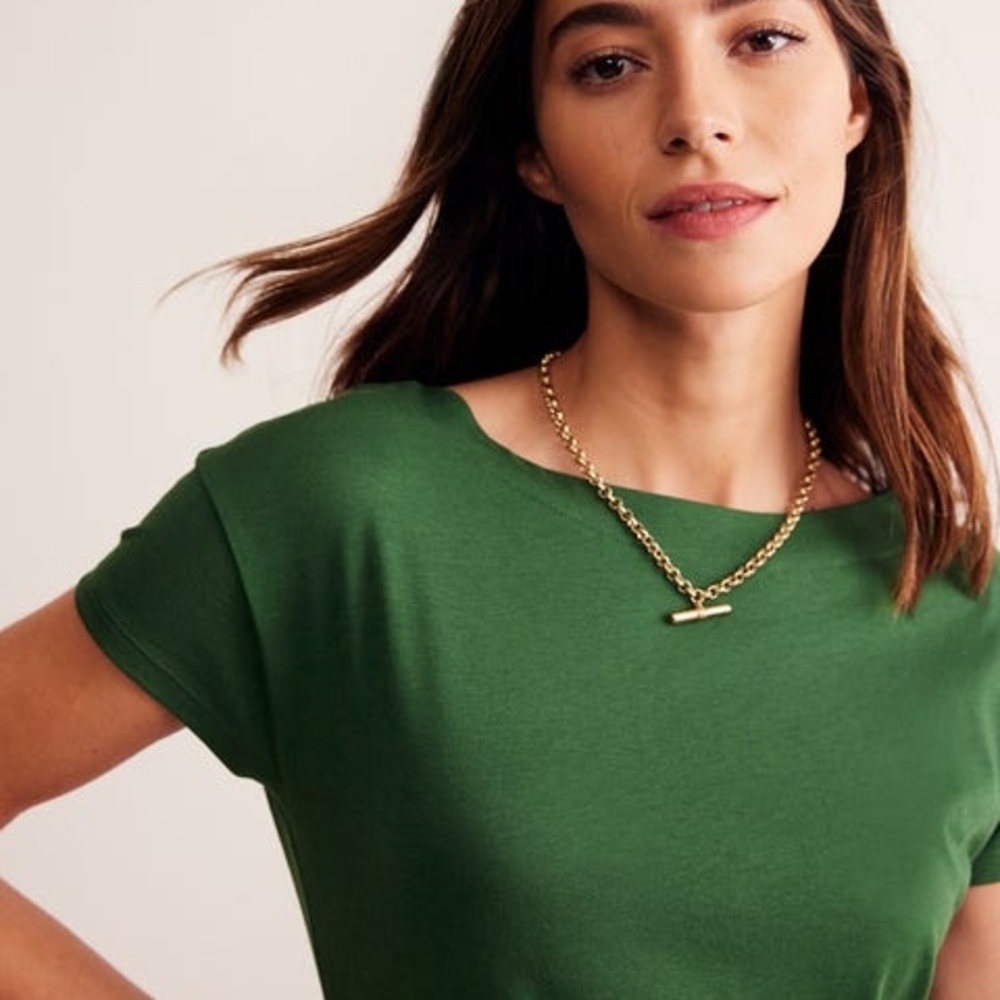 Boden Supersoft Boatneck T-Shirt, Pine - 12